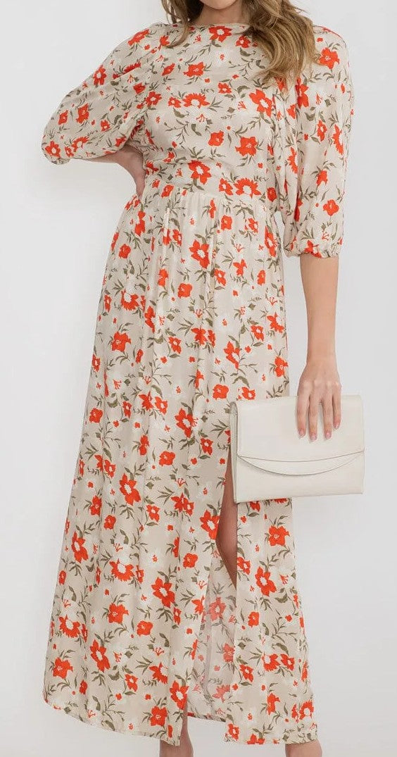 OPEN BACK FLORAL MAXI DRESS