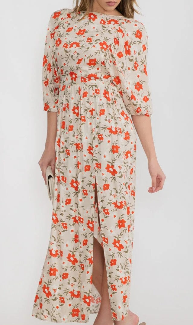 OPEN BACK FLORAL MAXI DRESS