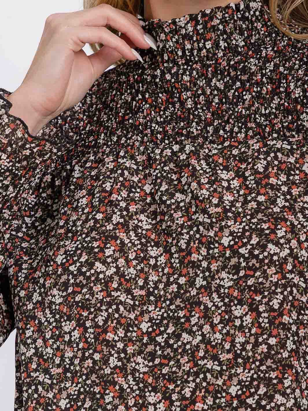 WOMEN'S LONG SLEEVE MOCK NECK FLORAL BLOUSE