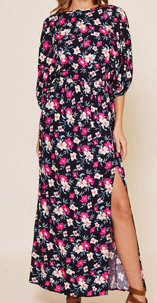 OPEN BACK FLORAL MAXI DRESS