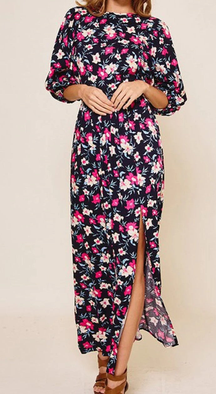 OPEN BACK FLORAL MAXI DRESS